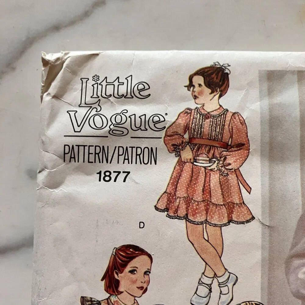 Vintage Little Vogue Girls' Dress & Veil Pattern‎ #1877 Size 8 CUT Vintage